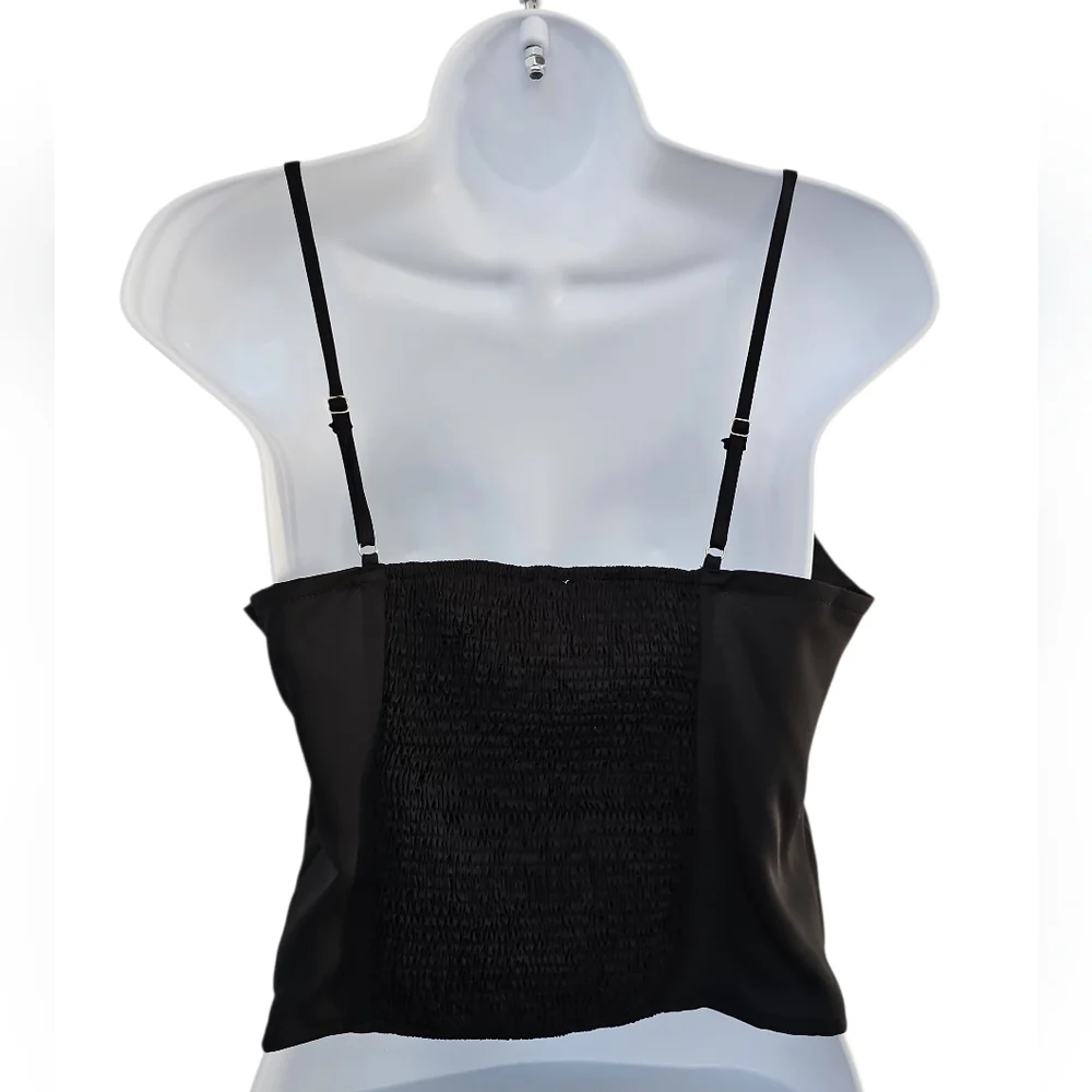 Anthropologie Black Womens Babydoll Top Size S Camisole Cropped Y2K Neutral - Picture 3 of 4